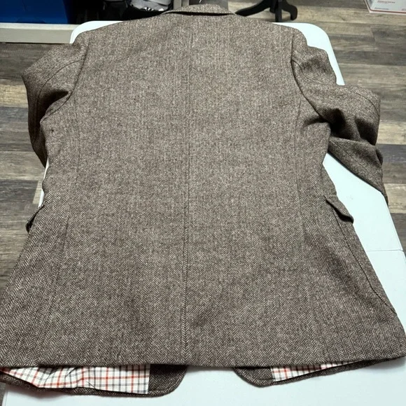 Banana Republic Herringbone wool brown blazer jacket 42 R tailored fit - Picture 7 of 13